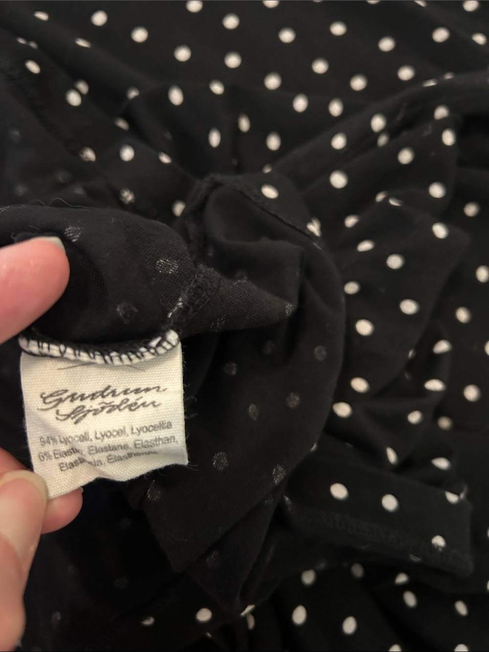 Gudrun Sjoden Black Sleeveless Dress White Polka Dot Print - Picture 8 of 8